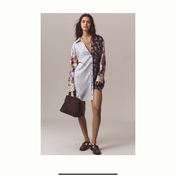 Maeve The Soren Mixed-Print Mini Shirt Dress - Picture 4 of 6